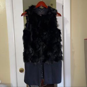 Black Fox Fur & Wool Vest